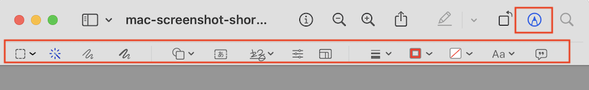 Macのプレビューのマークアップツールバー