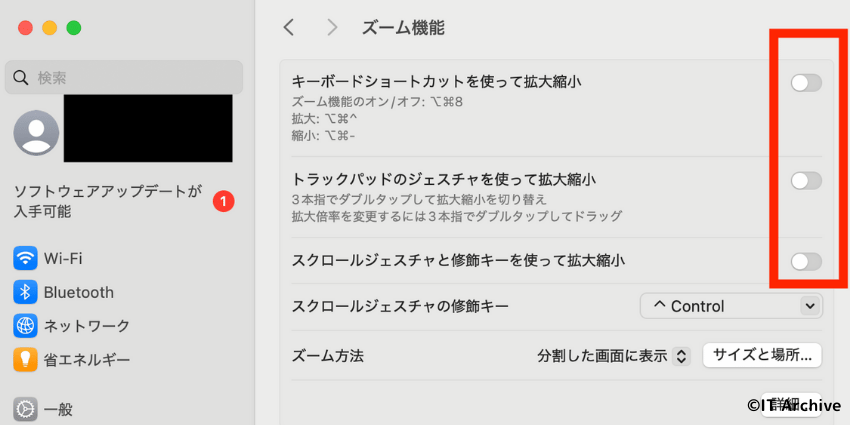 アクセシビリティのズーム設定によるトラブル