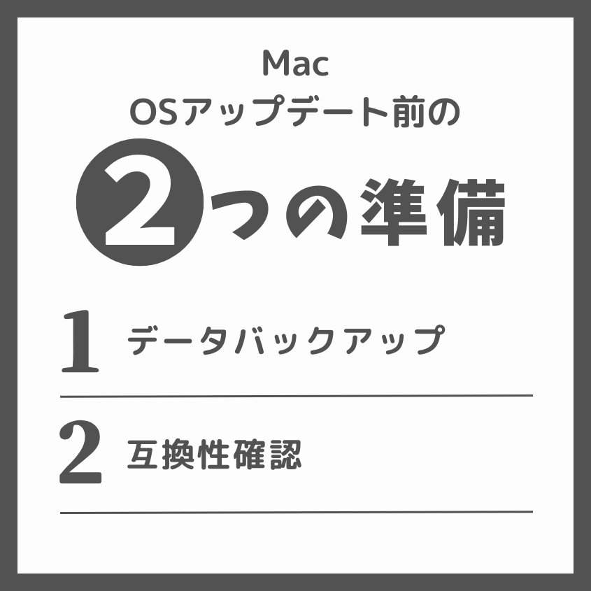 mac OSアップデートを控える前に必ず準備すべきこと